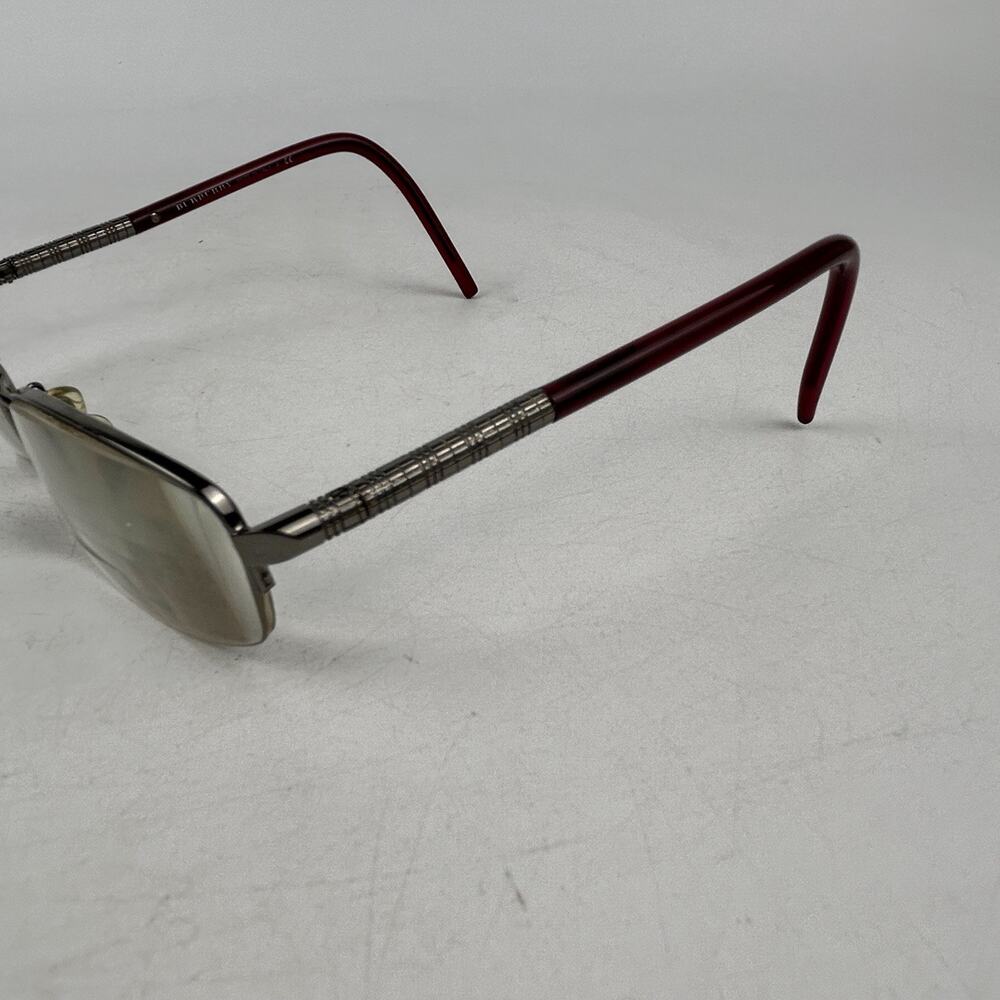 Burberry Eyeglasses B 1157 1003 Size 52-17-135 Silver Maroon Rectangle Frames - Picture 4 of 13